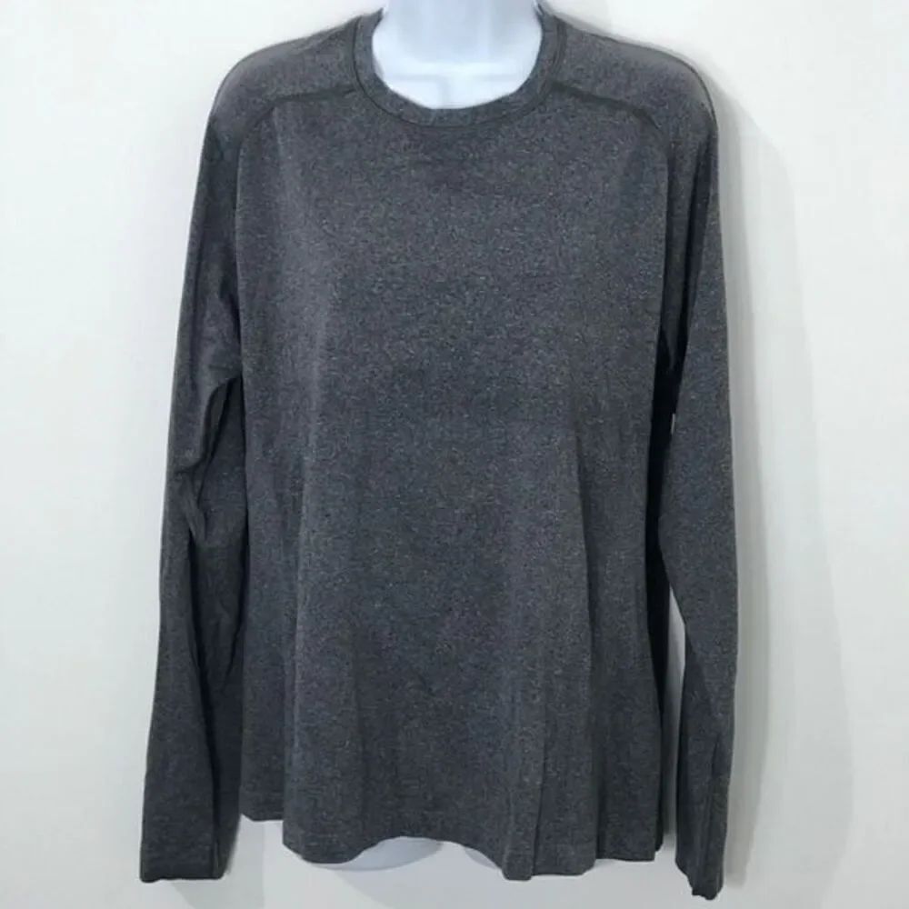 Lululemon Heathered Metal Grey Silver Foil Long Sleeve Shirt    0642